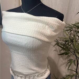 Elegant Off-Shoulder White Sweater